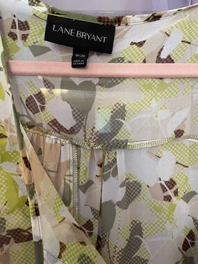 Lane Bryant Floral Sheer Blouse in Green and Cream